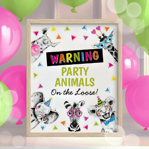 Animales de Fiesta de Safari Cumpleaños Señal Colo