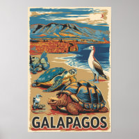 Animales de Galápagos Arte de Viaje Vintage
