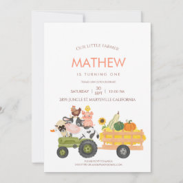 Animales de granja Barnyard Invitación de primer c