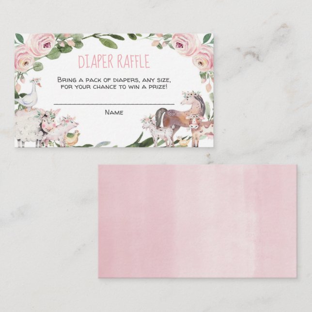 Animales de granja chica tarjetas de agua para pañ (Anverso / Reverso)