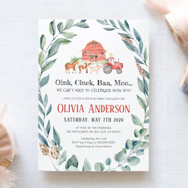 Animales de granja desfilan invitaciones de Baby S (Subido por el creador)