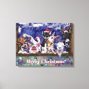 Animales de granja divertidos en Navidad Impresión