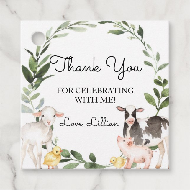 Animales de granja Etiqueta de agradecimiento (Anverso)