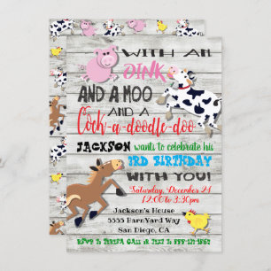 Animales de granja Foto Invitación a fiesta de cum