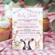 Animales de granja Invitación a Baby Shower de Bar