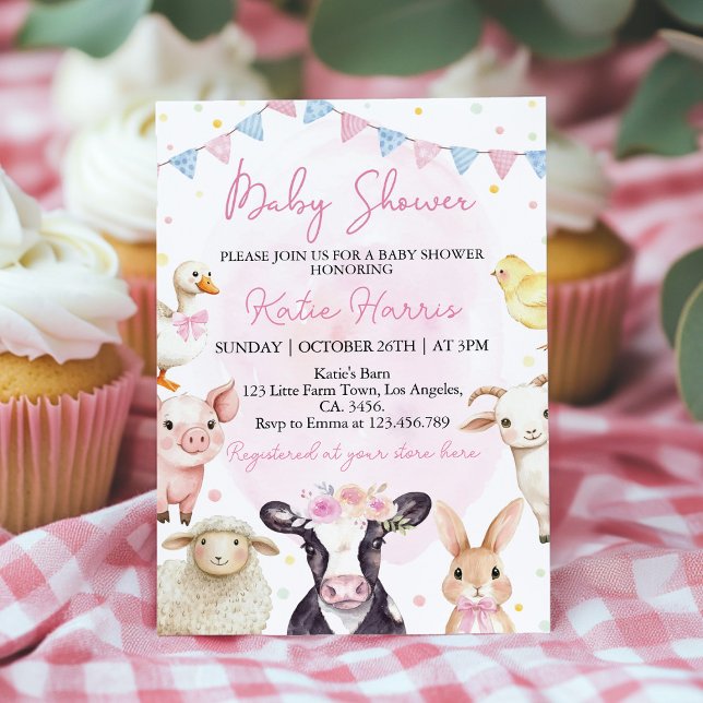 Animales de granja Invitación a Baby Shower de Bar (Subido por el creador)