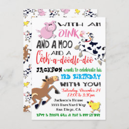 Animales de granja Invitación a fiesta de cumpleañ