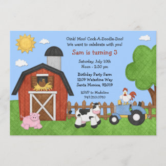 Animales de granja Invitación a fiesta de cumpleañ