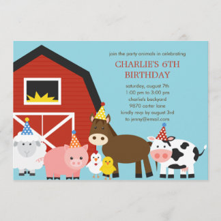Animales de granja Invitación a fiesta de cumpleañ