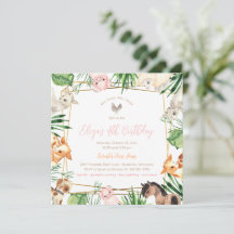 Animales de granja Invitación a fiesta de cumpleañ