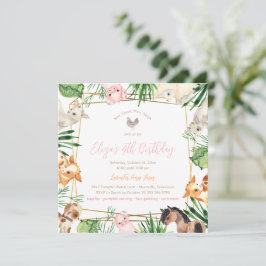 Animales de granja Invitación a fiesta de cumpleañ