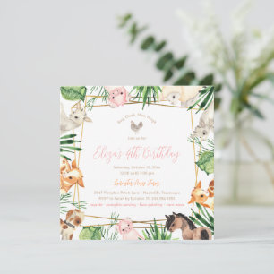 Animales de granja Invitación a fiesta de cumpleañ