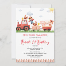 Animales de granja Invitación de cumpleaños