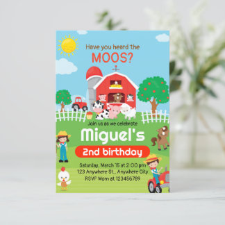 Animales de granja Invitación de cumpleaños, Fiest