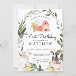 Animales de granja Invitación de cumpleaños para u