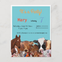 Animales de granja, invitación de fiesta de cumple