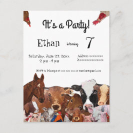 Animales de granja, invitación para fiesta de cump