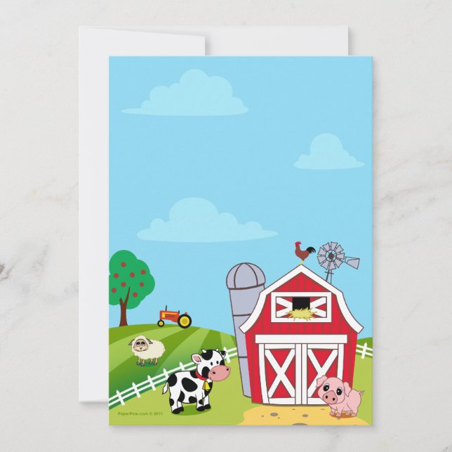 Animales de granja Invitaciones a la ducha para be (Anverso)