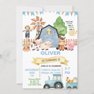 Animales de granja niño CUALQUIER invitación de cu