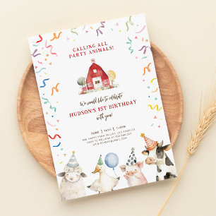 Animales de granja Niño Granja Barnyard Invitación