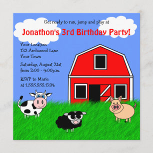 Animales de granja niños Invitaciones de cumpleaño