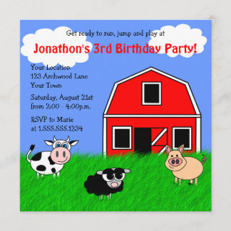 Animales de granja niños Invitaciones de cumpleaño