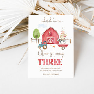 Animales De Granja Tema Invitación A Tercer Cumple