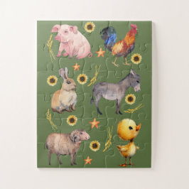 Animales de granja y girasoles rompecabezas de acu