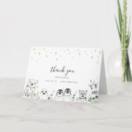 Animales de invierno ducha de bebé Gracias Tarjeta