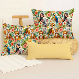 Animales de Jungla Bebés Almohada Tropical Adorabl