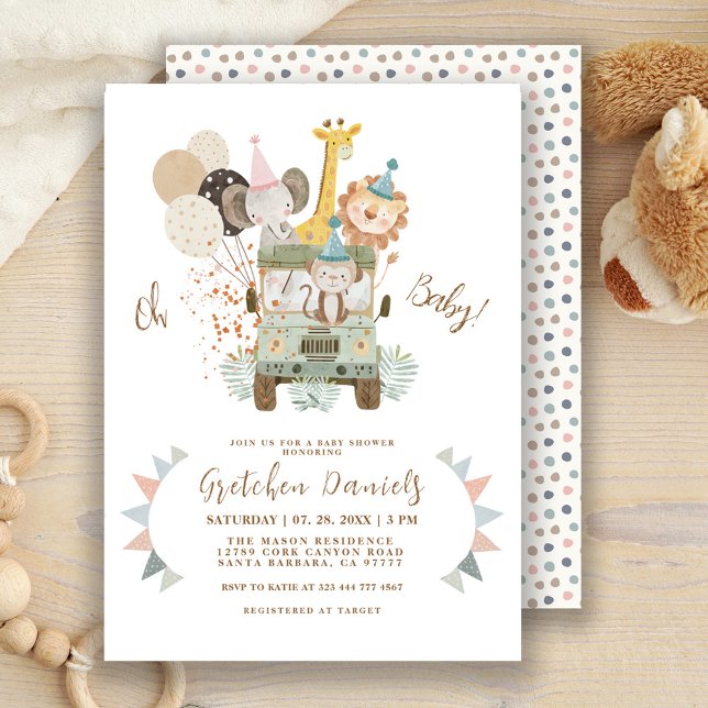 Animales de la jungla de Safari Boho Invitación de (Subido por el creador)