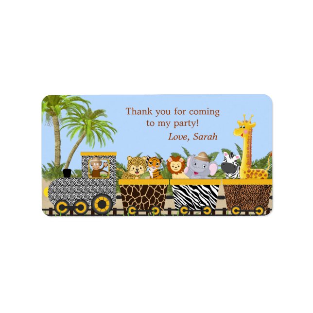 Animales de la jungla de safari en etiqueta de eti (Frente)