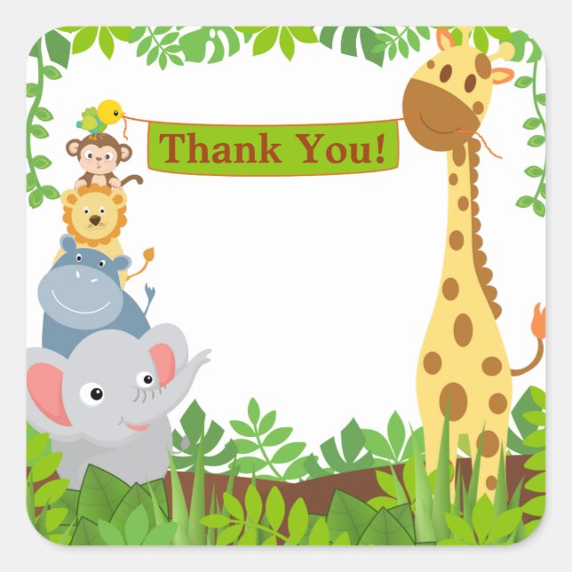 Animales de la jungla divertida gracias Pegatina (Anverso)