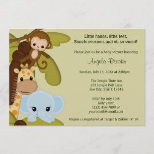 Animales de la jungla Invitación de Baby Shower JT