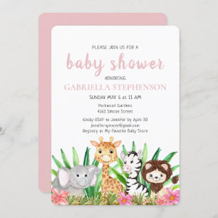 Animales de la jungla Invitación de Baby Shower ro