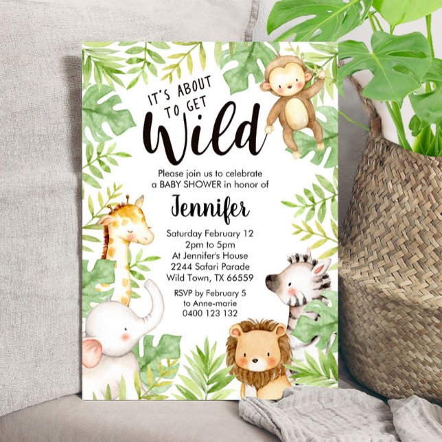 Animales de la jungla Invitación de Baby Shower Sa (Subido por el creador)