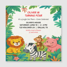 Animales de la jungla Invitación de cumpleaños Niñ