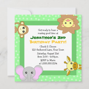 Animales de la jungla, niños invitaciones de cumpl