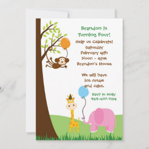 Animales de la selva Invitación a fiesta de cumple