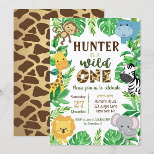Animales de la selva Safari Invitaciones de cumple