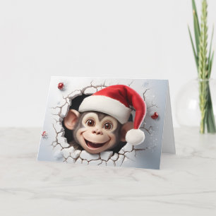 Animales de Navidad de Bebé Lindos Mono 3D Tarjeta