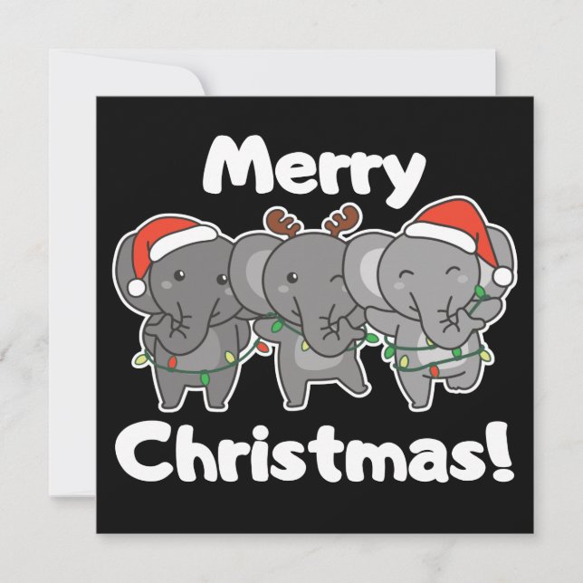 Animales de Navidad Elefantes Invitación Alegre (Anverso)