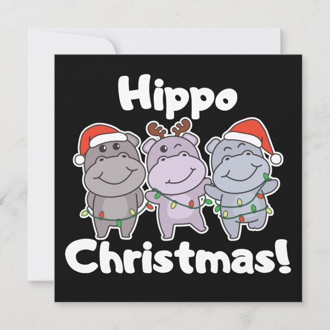 Animales de Navidad Hipopótamos Lindos Invitación  (Anverso)