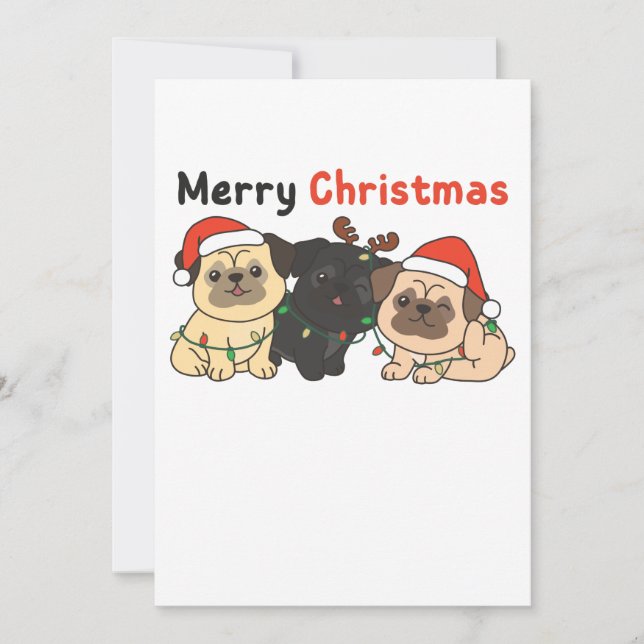 Animales de Navidad Pug Perros Lindos Feliz Navida (Anverso)