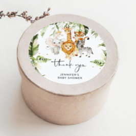 Animales de safari baby shower pegatina redonda cl