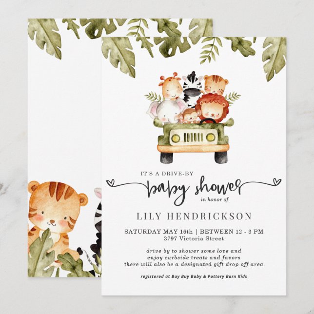 Animales de Safari Cute | Baby Shower de unidad (Anverso / Reverso)
