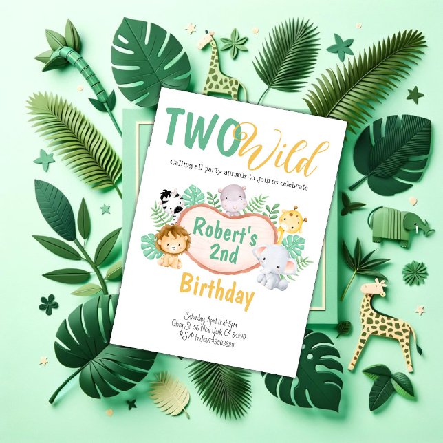 Animales de Safari Dos Invitaciones de Cumpleaños  (Subido por el creador)