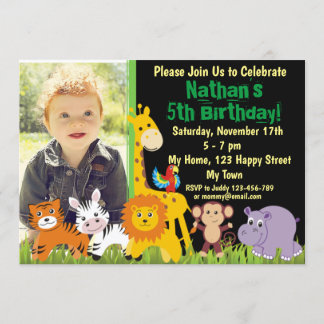 Animales de Safari Invitación de cumpleaños a los 