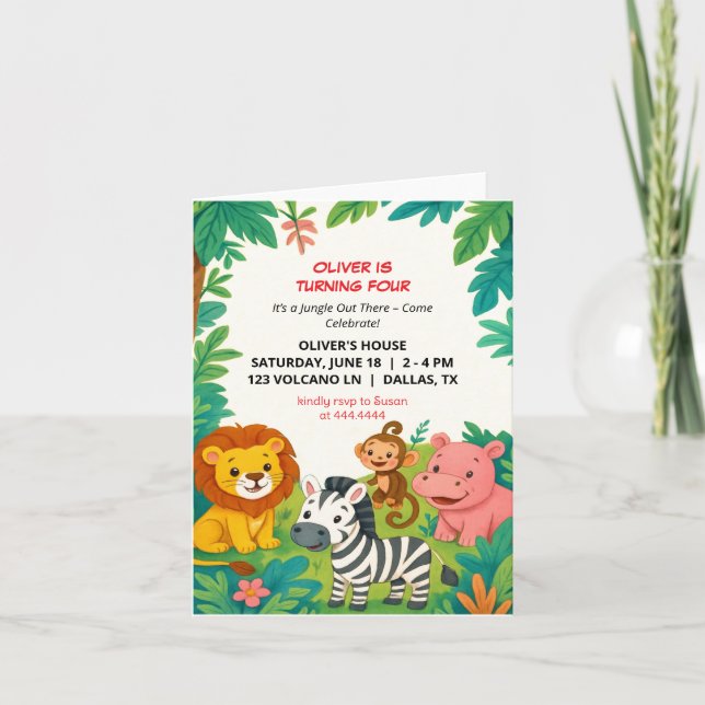 Animales de Safari Invitación de cumpleaños Tarjet (Anverso)