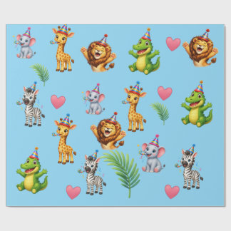 Animales de Safari Lindos Papel de Regalo de Cumpl